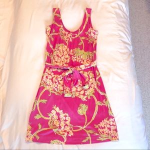 Lilly Pulitzer Double Scoop Neck Belt Silk Dress🌸